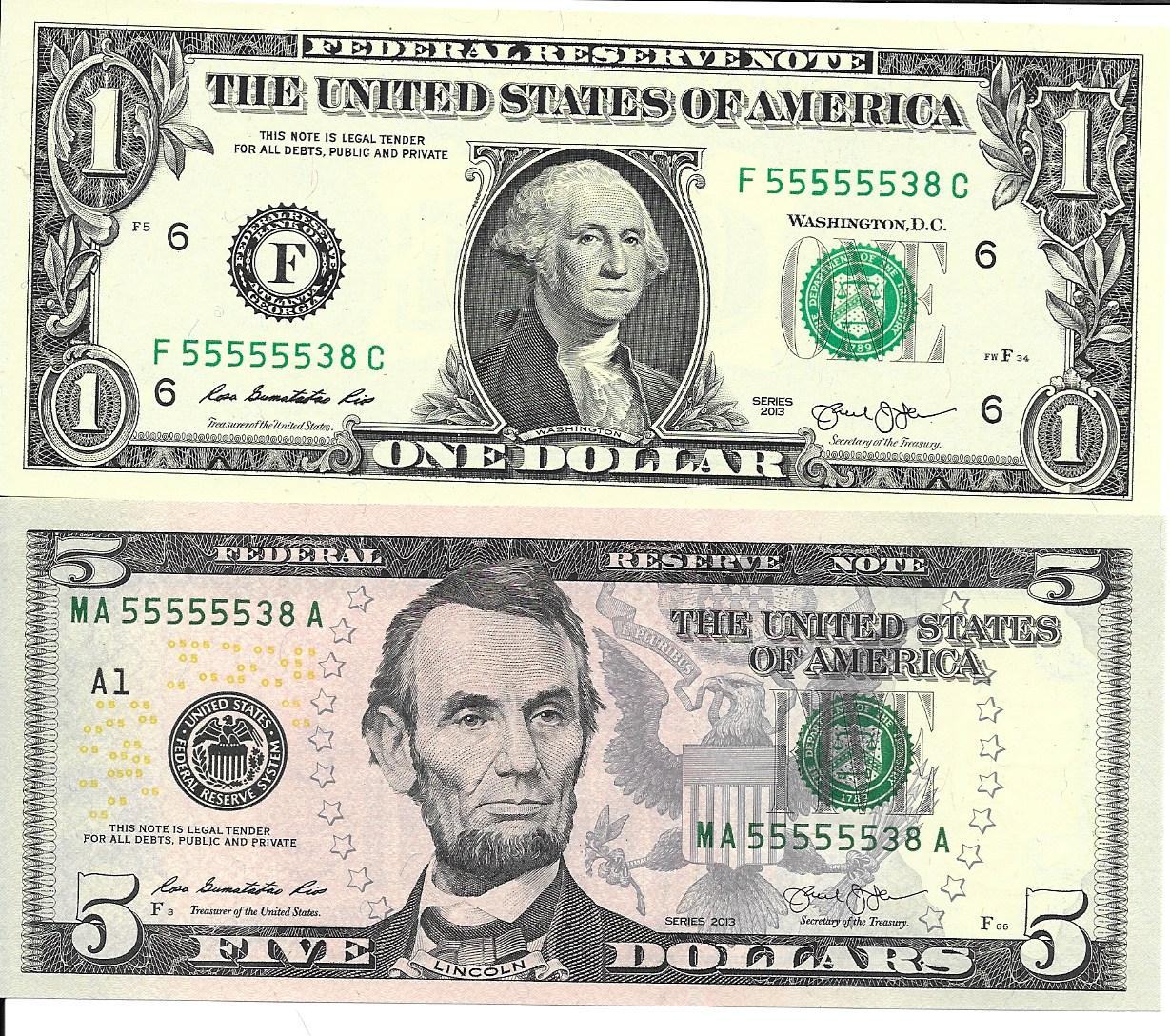 $1 & $5 serial# 55555538.jpg