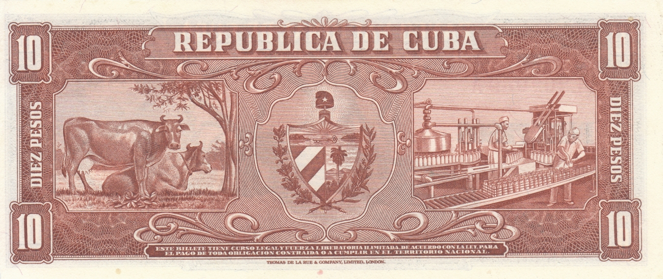 10 peso 1960 banco nacional de cuba.reverse.jpg