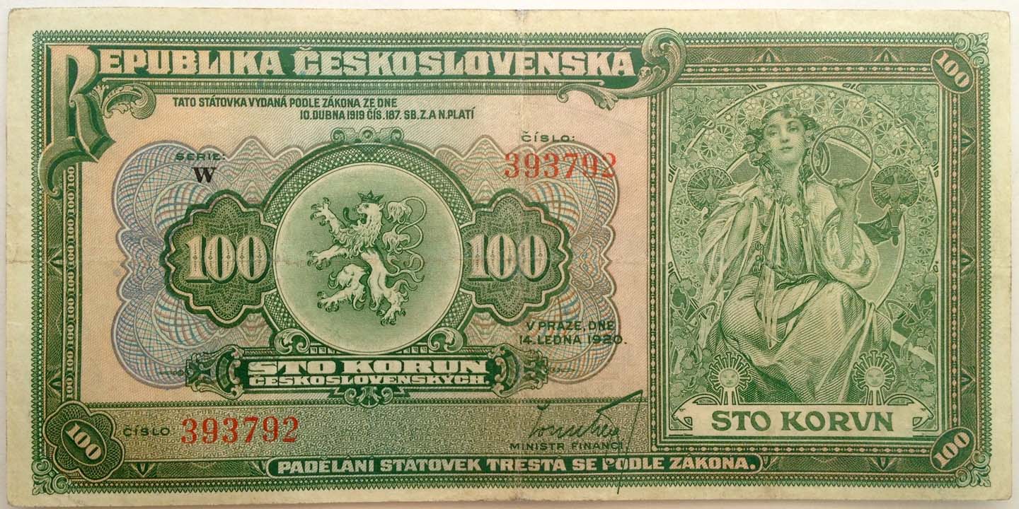 100 korun Mucha.jpg