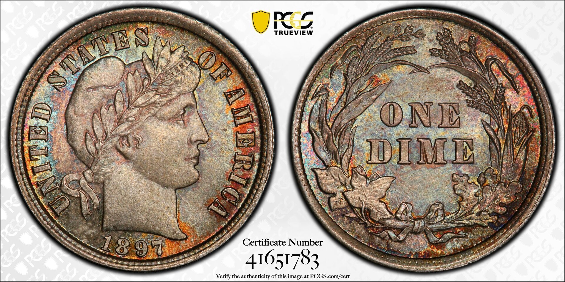 10c 1897 Barber Dime MS66 PCGS CAC Toner Trueview 41651783.jpg