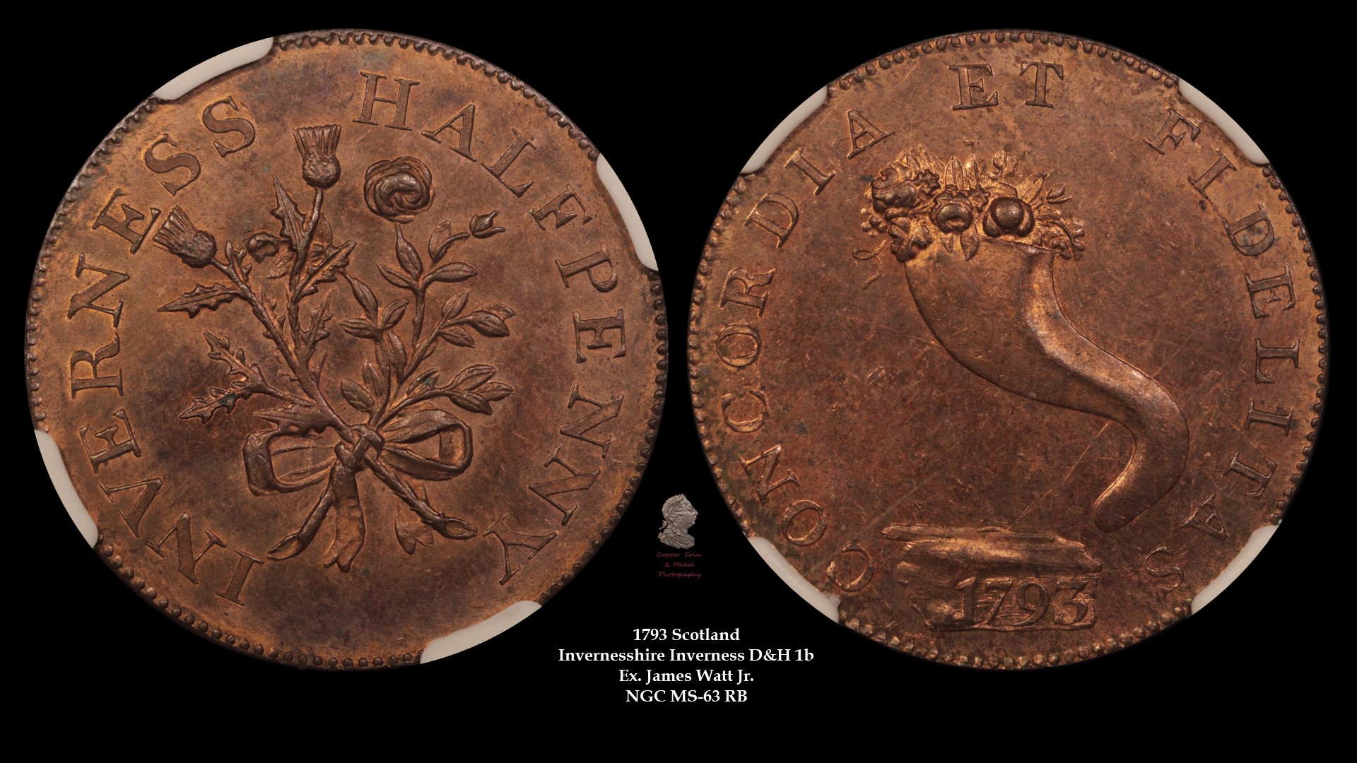 11. 1793 Scotland Half Penny Invernesshire Inverness Bronzed Proof D&H 1b Ex. Watt.jpg