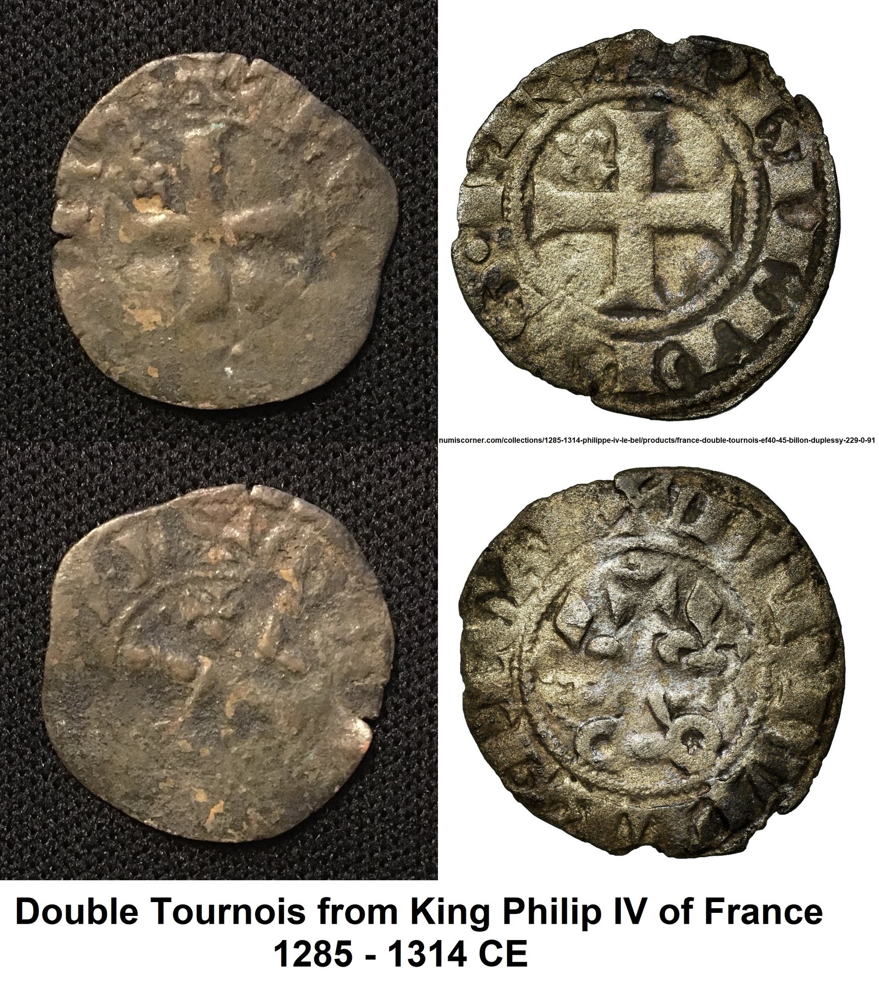 1285-1314 AD Double Tournois, Philip IV Combined & Reference.jpg