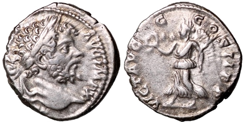 12R Septimius Severus, 193 - 211 AD, Silver Denarius with Victory.jpg
