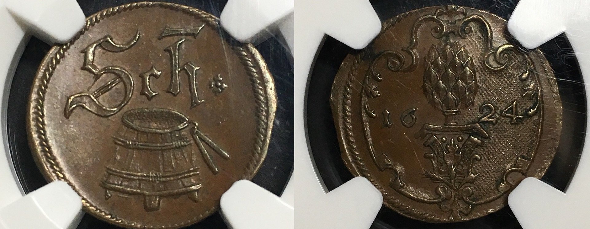 1624 Germany Scheffelmarke Token -Augsburg Neumann  6666 Copper - NGC Ms-64 Brn b.jpg