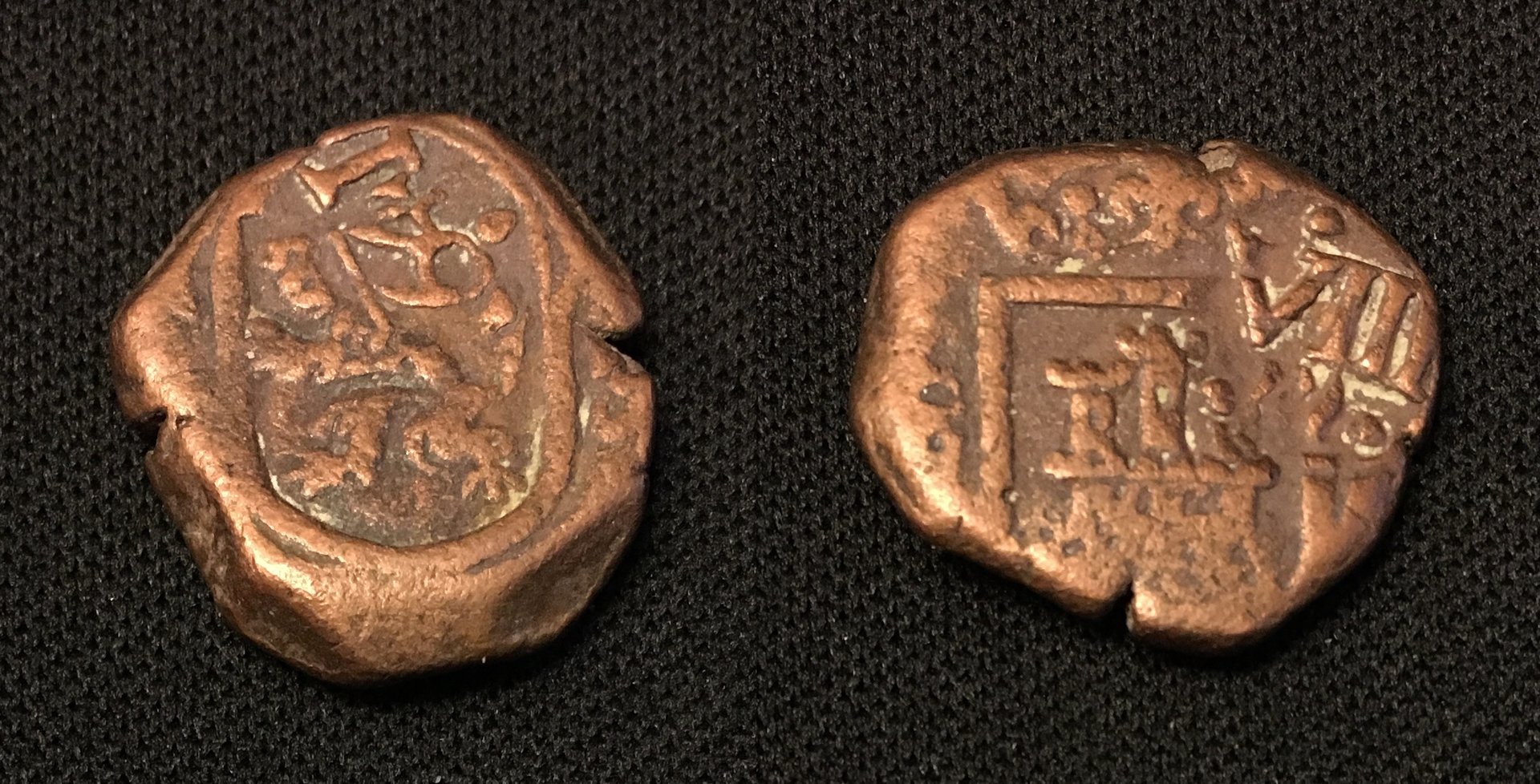 1641 CE 8 Maravedis Felipe IV Counterstamped.jpg