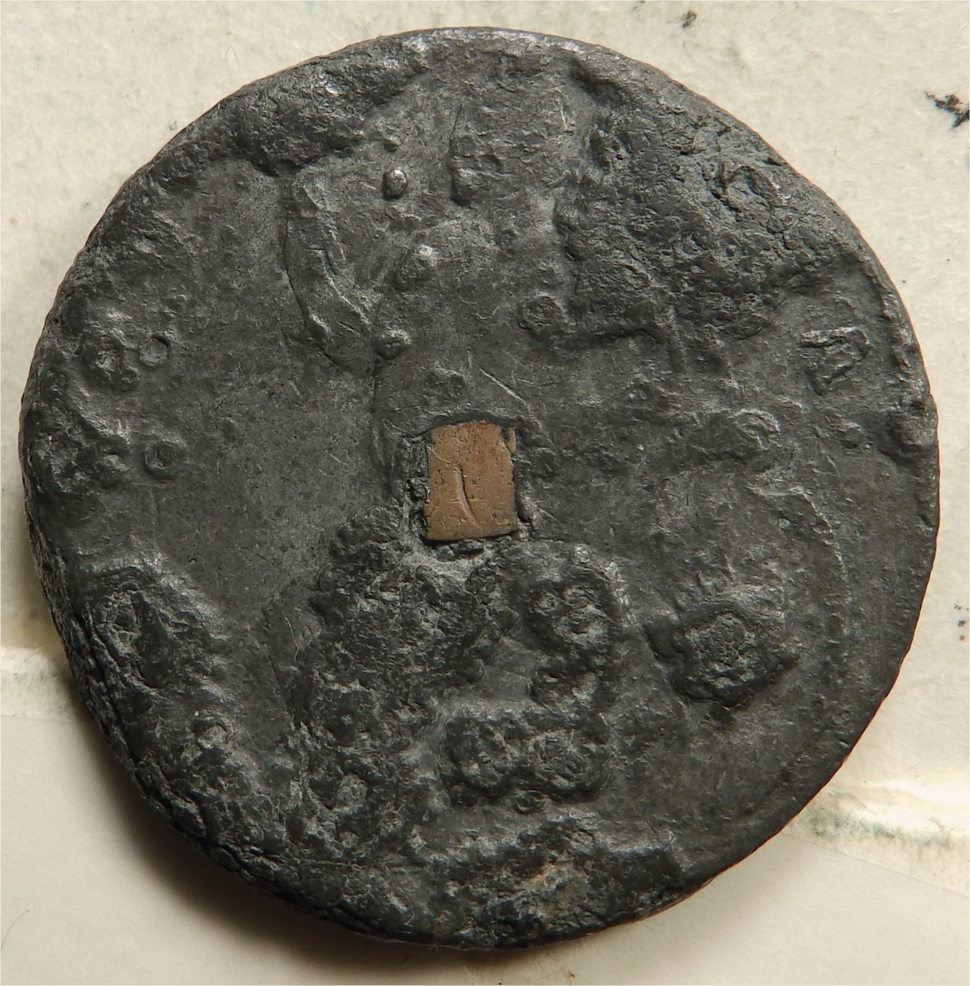 1686 Britain tin halfpenny James II rev.jpg