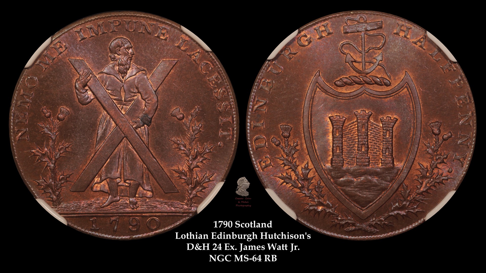 17. 1790 Scotland Half Penny Lothian Edinburgh Hutchison's D&H 24 Ex. Watt.jpg