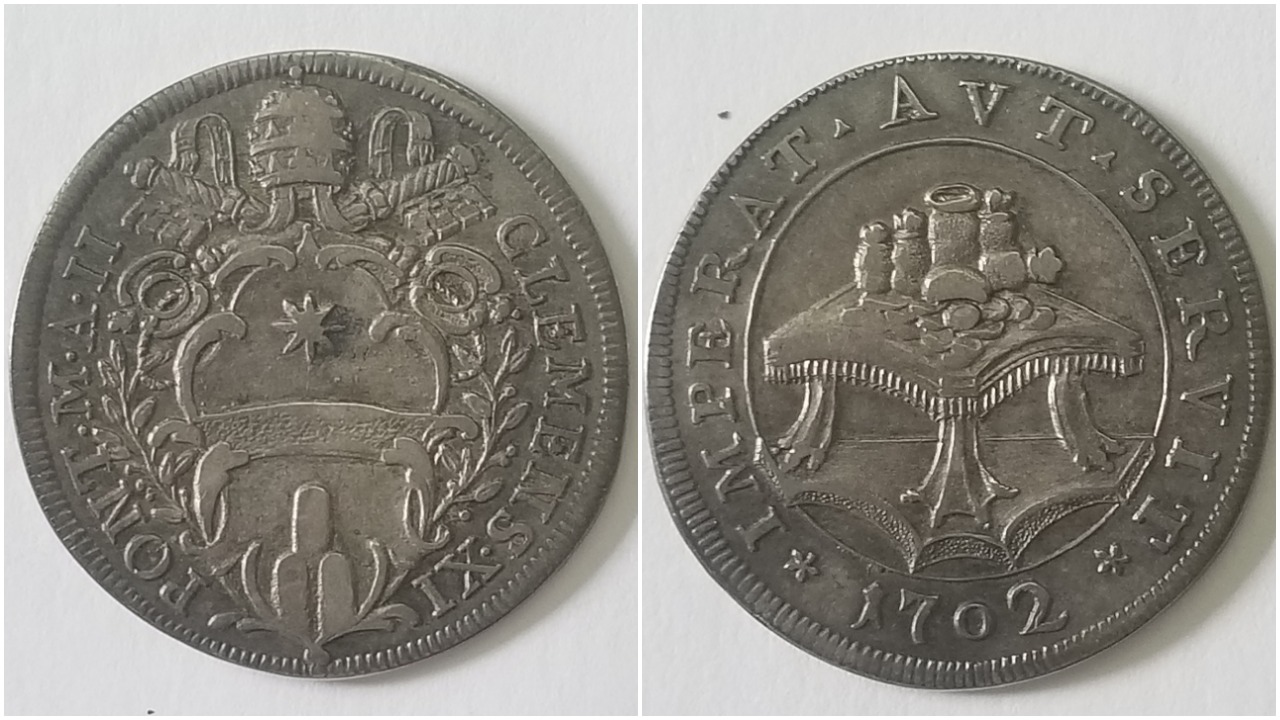 1702 Papal States Testone Clement XI.jpg