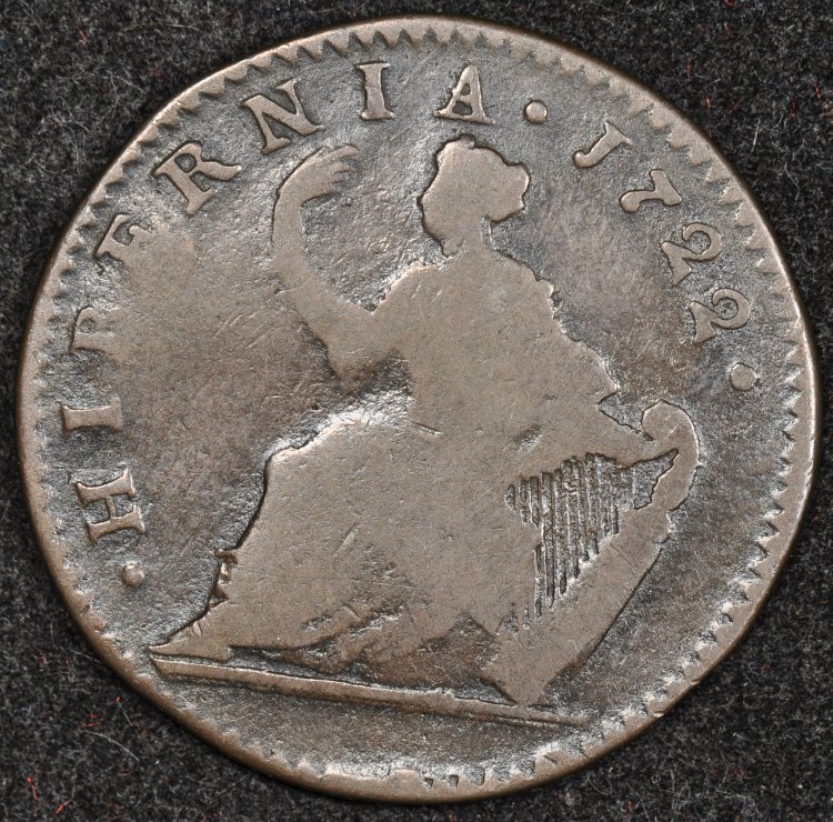 1722 Woods Hibernia Halfpenny rev bought 3-10-13.jpg