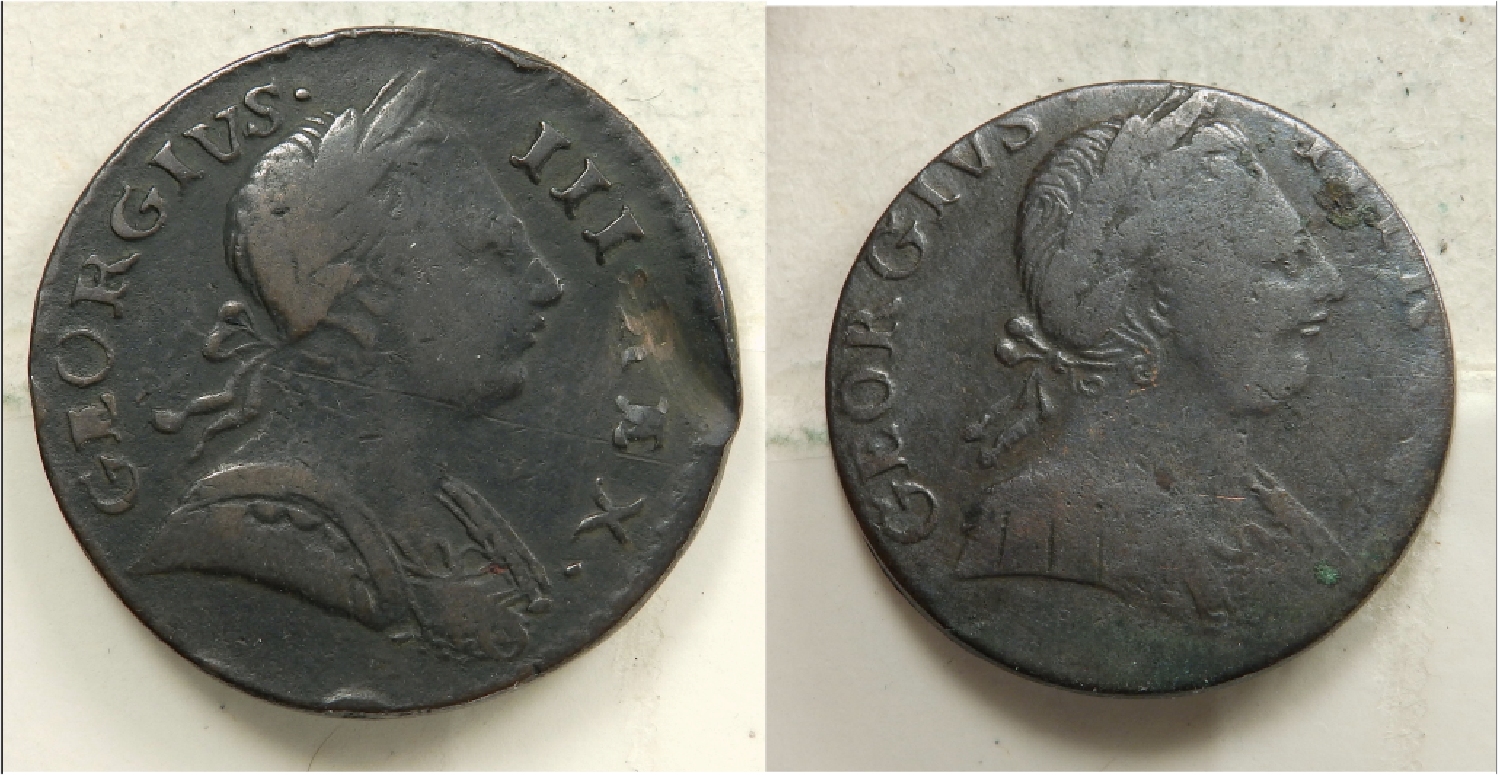 1773-- British counterfeit halfpenny compare.jpg