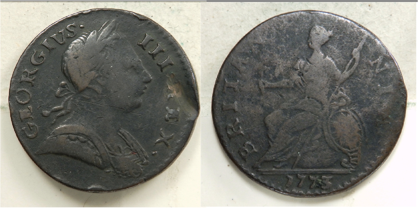 1773 British counterfeit halfpenny.jpg