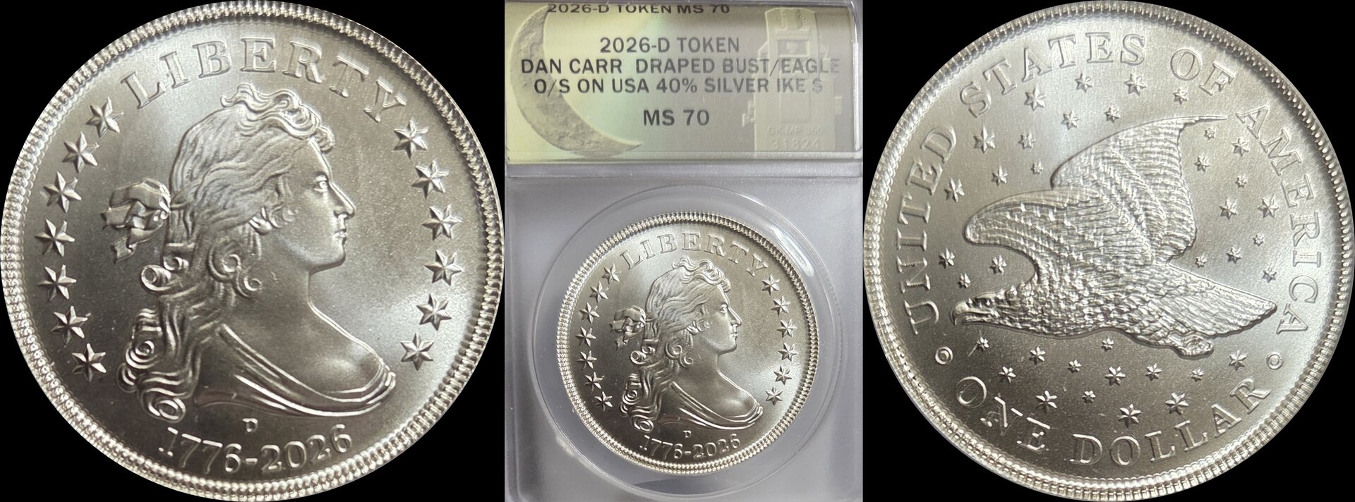 1776 2026 Draped Bust  Flying Eagle, over-strike, on 40% Silver Eisenhower Dollar 1a-horz.jpg