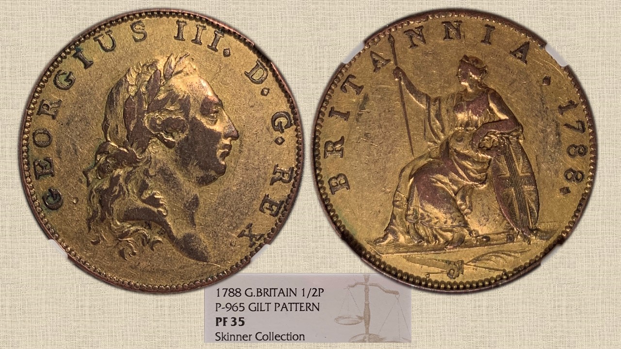 1788 Great Britian Pattern Halfpenny Gilt P-965 NGC PF-35.jpg