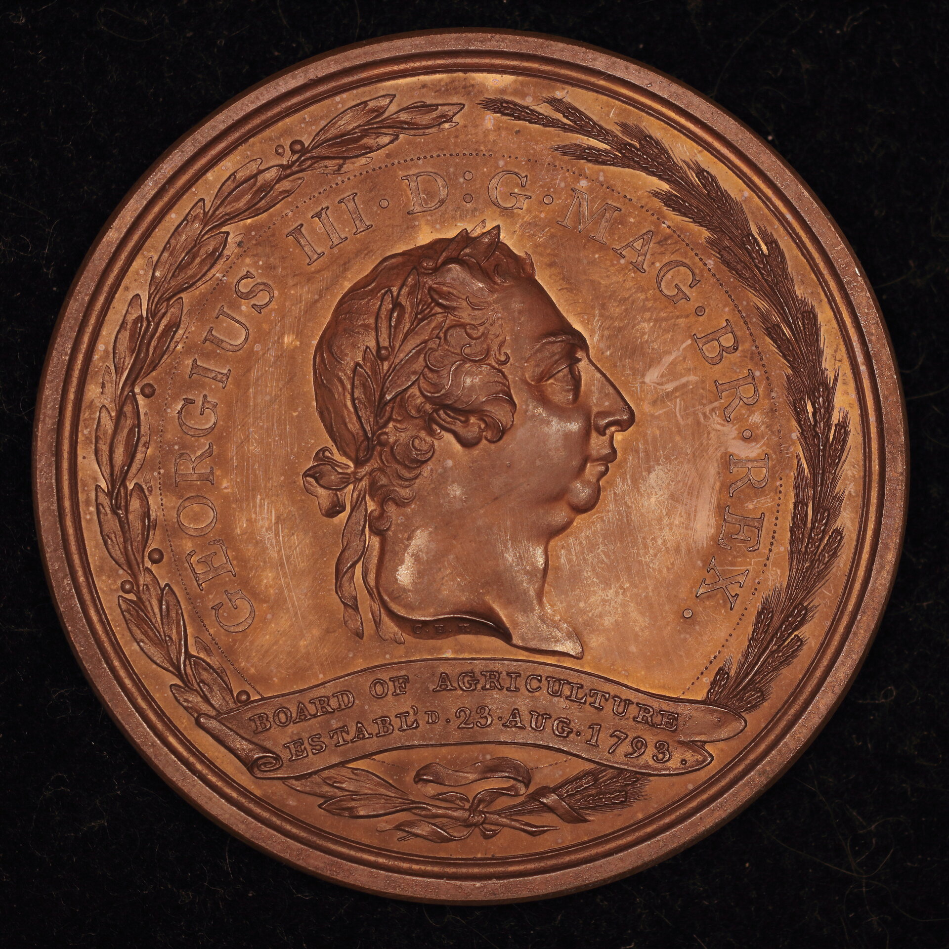 1793 Board Of Agriculture Medal 48 mm Pollard 6 Ex James Watt Jr. With Shells and Warpper Obv..JPG