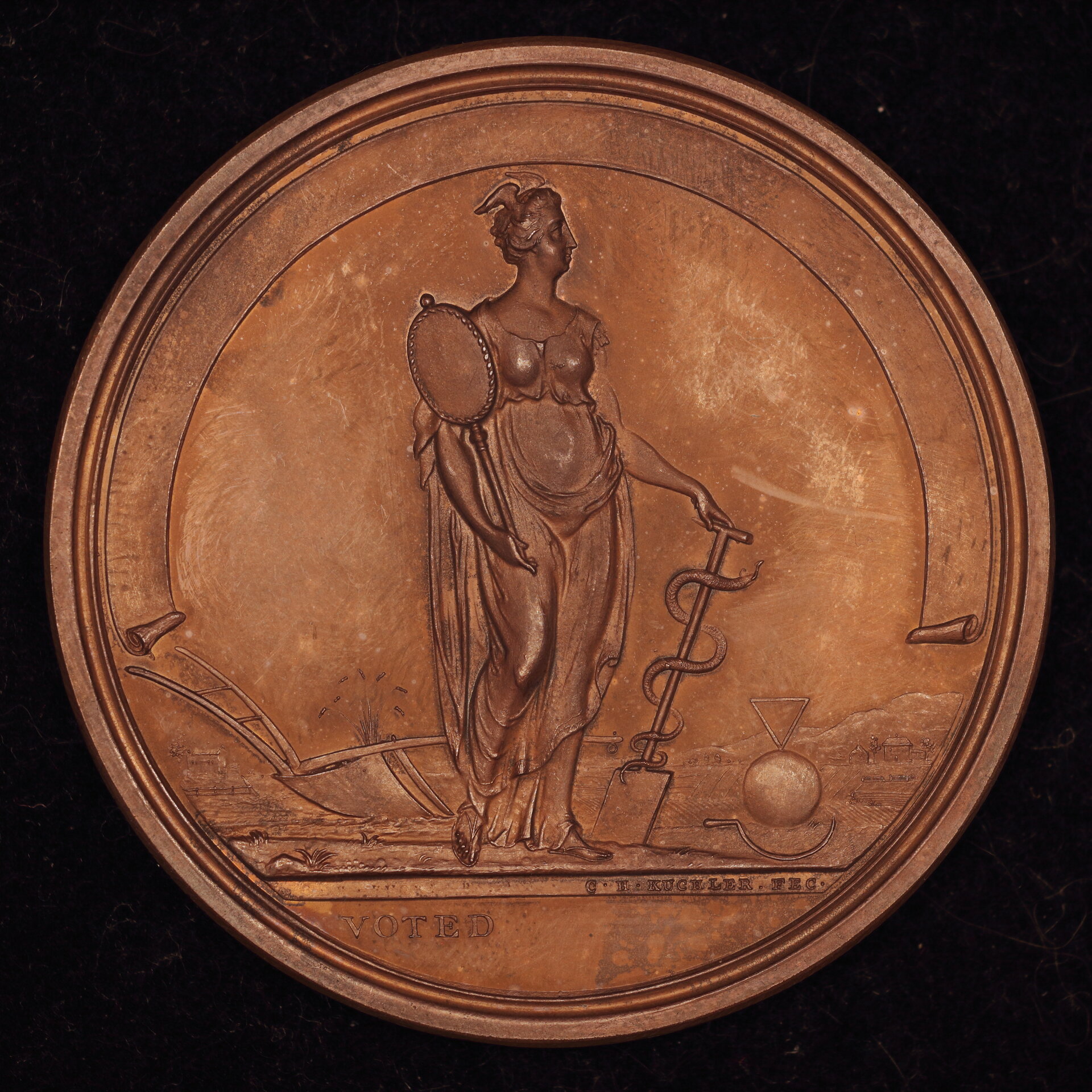 1793 Board Of Agriculture Medal 48 mm Pollard 6 Ex James Watt Jr. With Shells and Warpper Rev..JPG