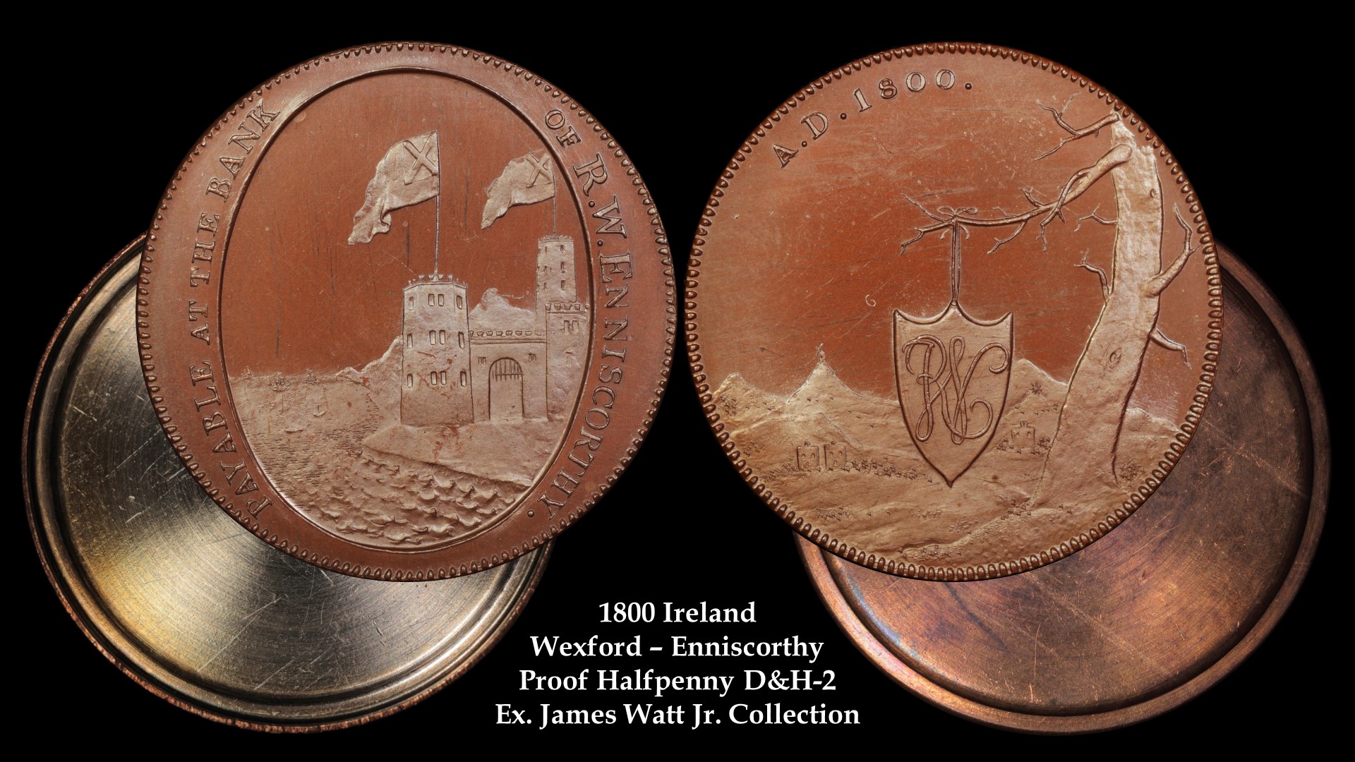 1800 Ireland Wexford Enniscorthy D&H2 Bronzed Proof Halfpenny With Shells Ex Watt Jr.jpeg