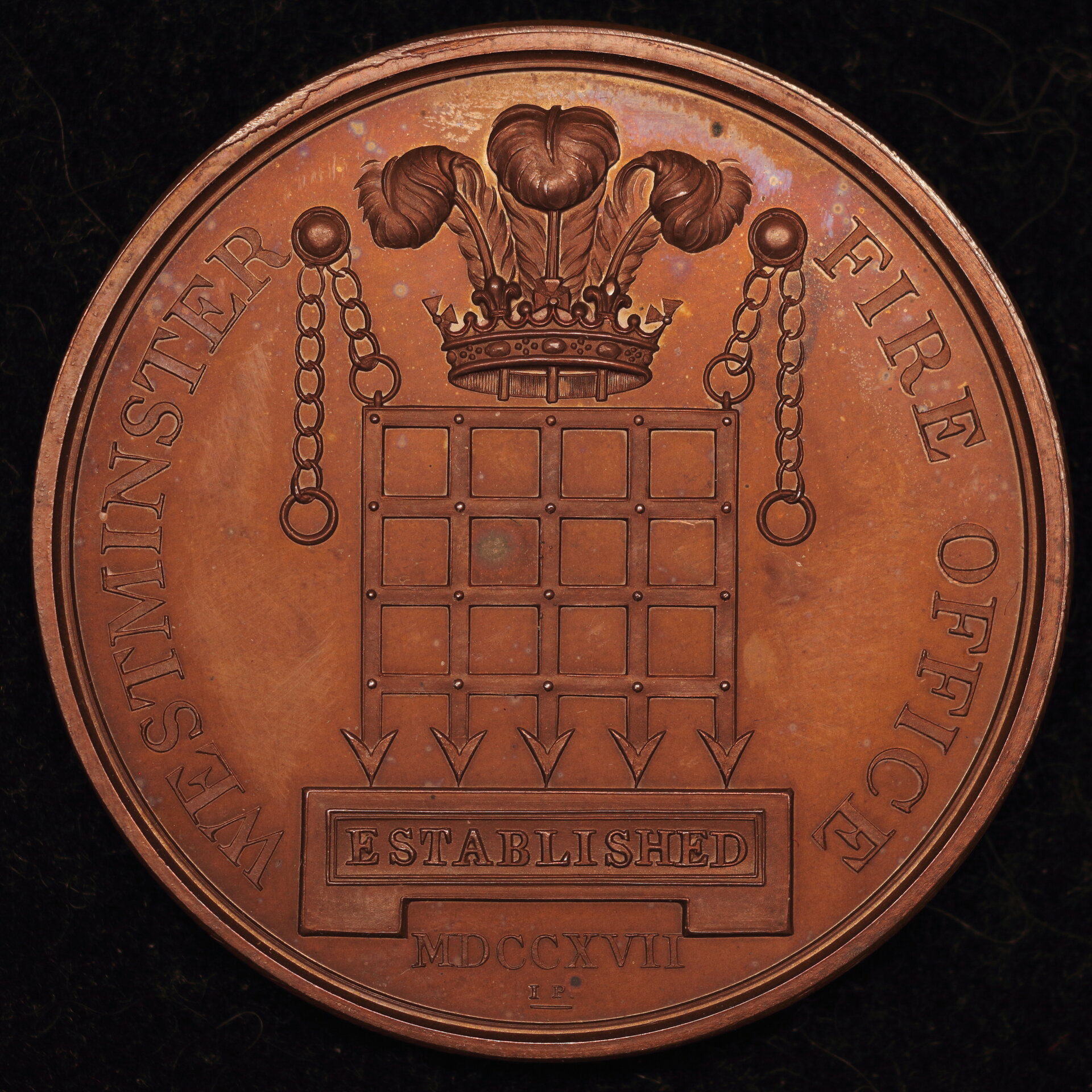 1800 Westminster Fire Office Medal With Wrapper and Shells Ex. James Watt Jr. Lot 265 40mm Obv..JPG