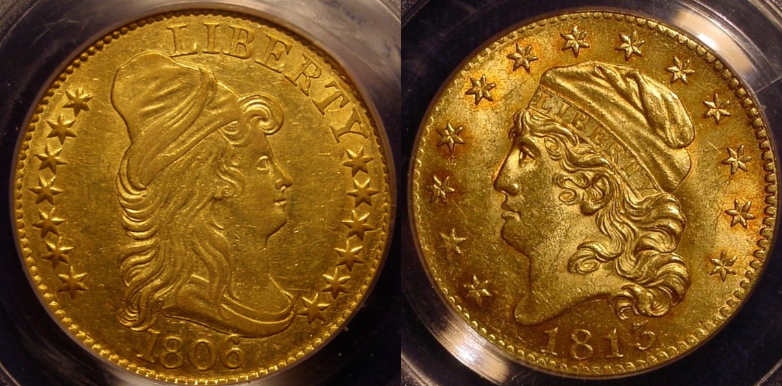 1806 and 1813 5 gold O.jpg