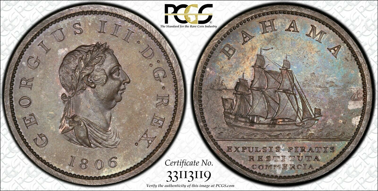 1806 Bahamas Restrike Plain Edge Penny PCGS PR-63 BN.jpg