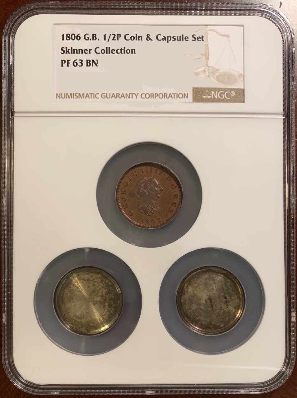 1806 Great Britain Proof Half Penny P-1371 with shells NGC PF-63 BN Skinner Collection Obv..jpg