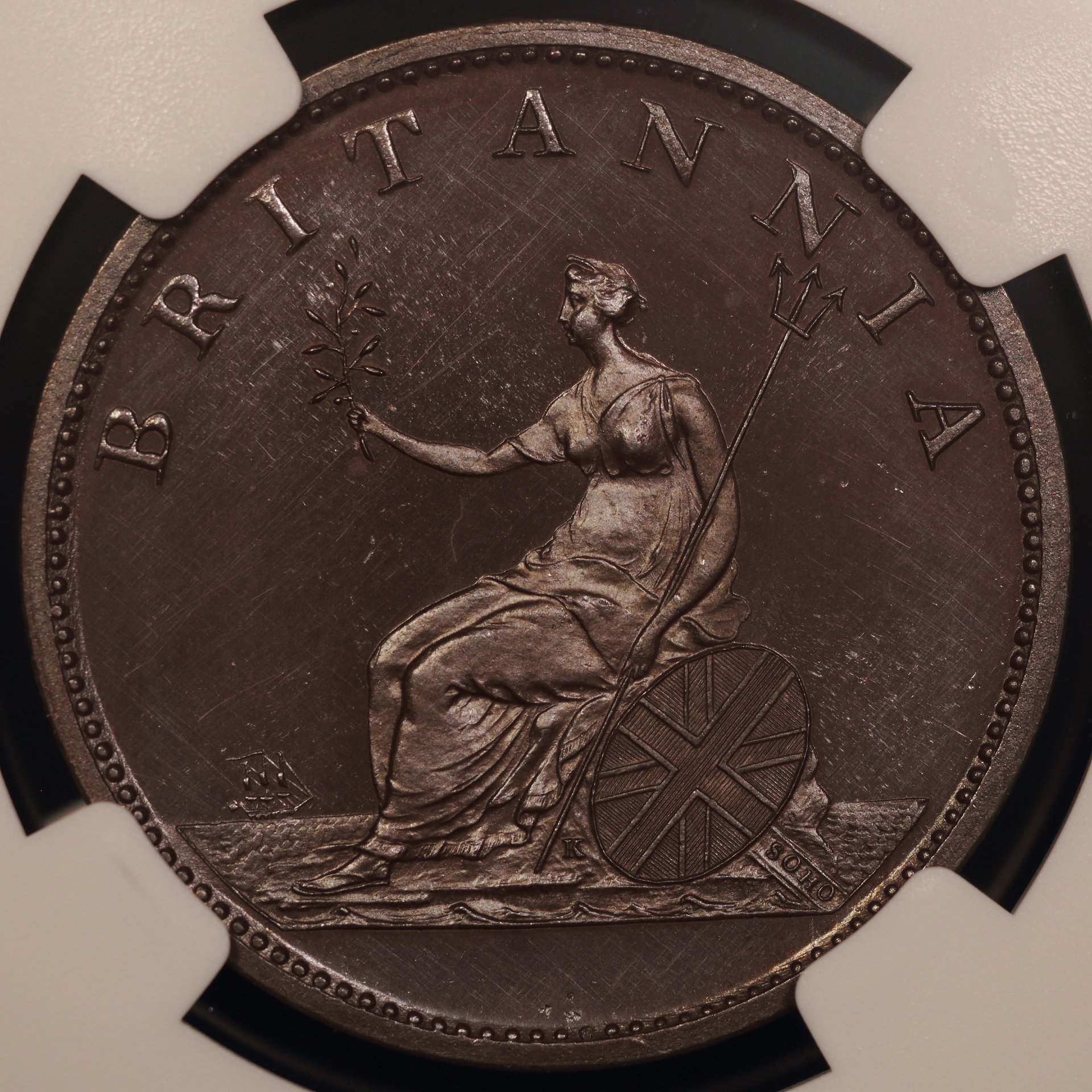 1806 Great Britain Soho Proof Halfpenny P-1371 PF-66 BN 2842306011 Rev..JPG