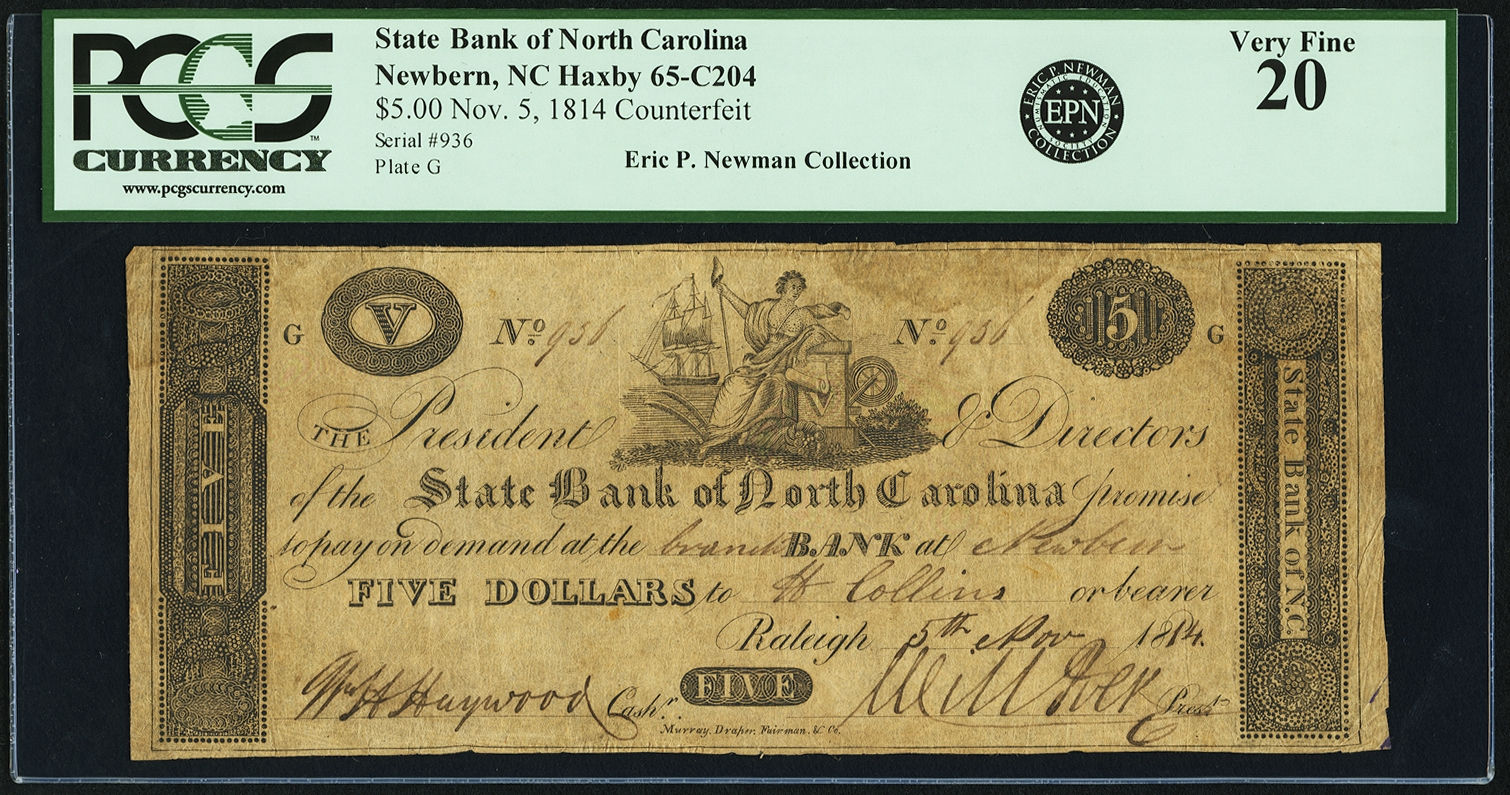 1814 State Bank of NC New Bern Counterfeit VF-20 EPN Front.jpg