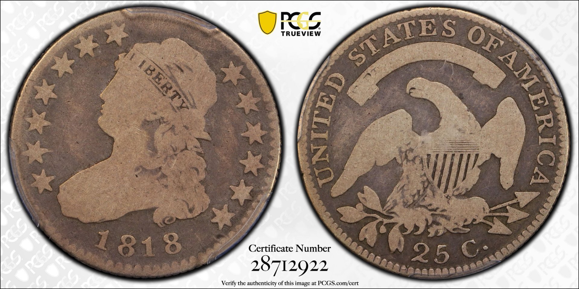 1818 25C QUARTER DOLLAR - CAPPED BUST, LARGE SIZE PCGS G6 28712922 CAC TrueView full.jpg