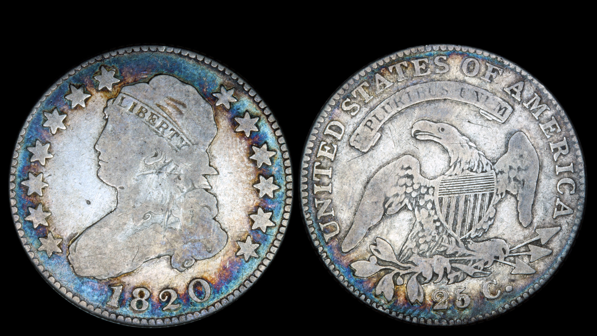 1820 Bust Quarter Dollar Toned RAW.jpg
