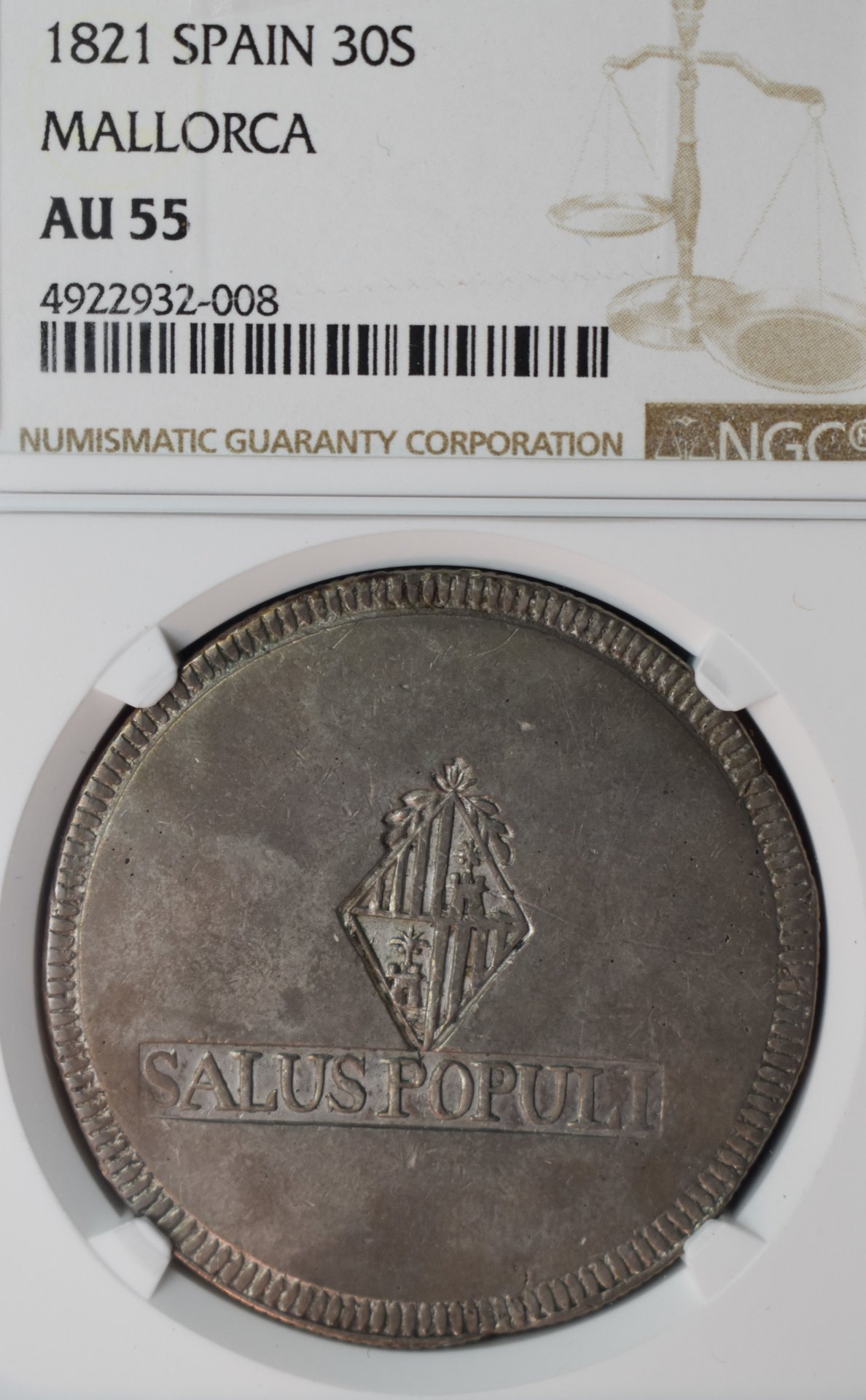 1821 Spain Mallorca AU55 30S Slab.JPG