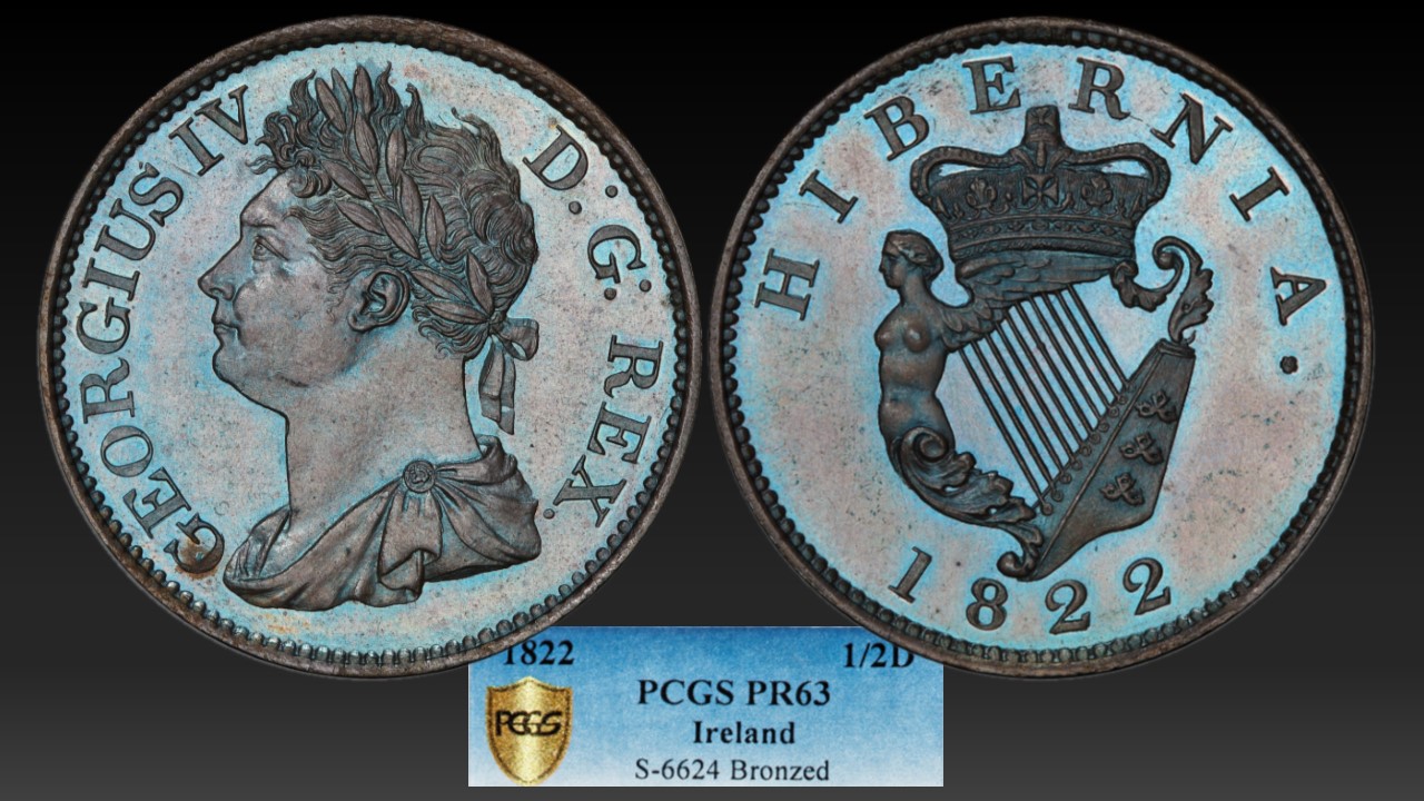 1822 Ireland Bronzed Halfpenny S-6624 PCGS PR-63.jpg