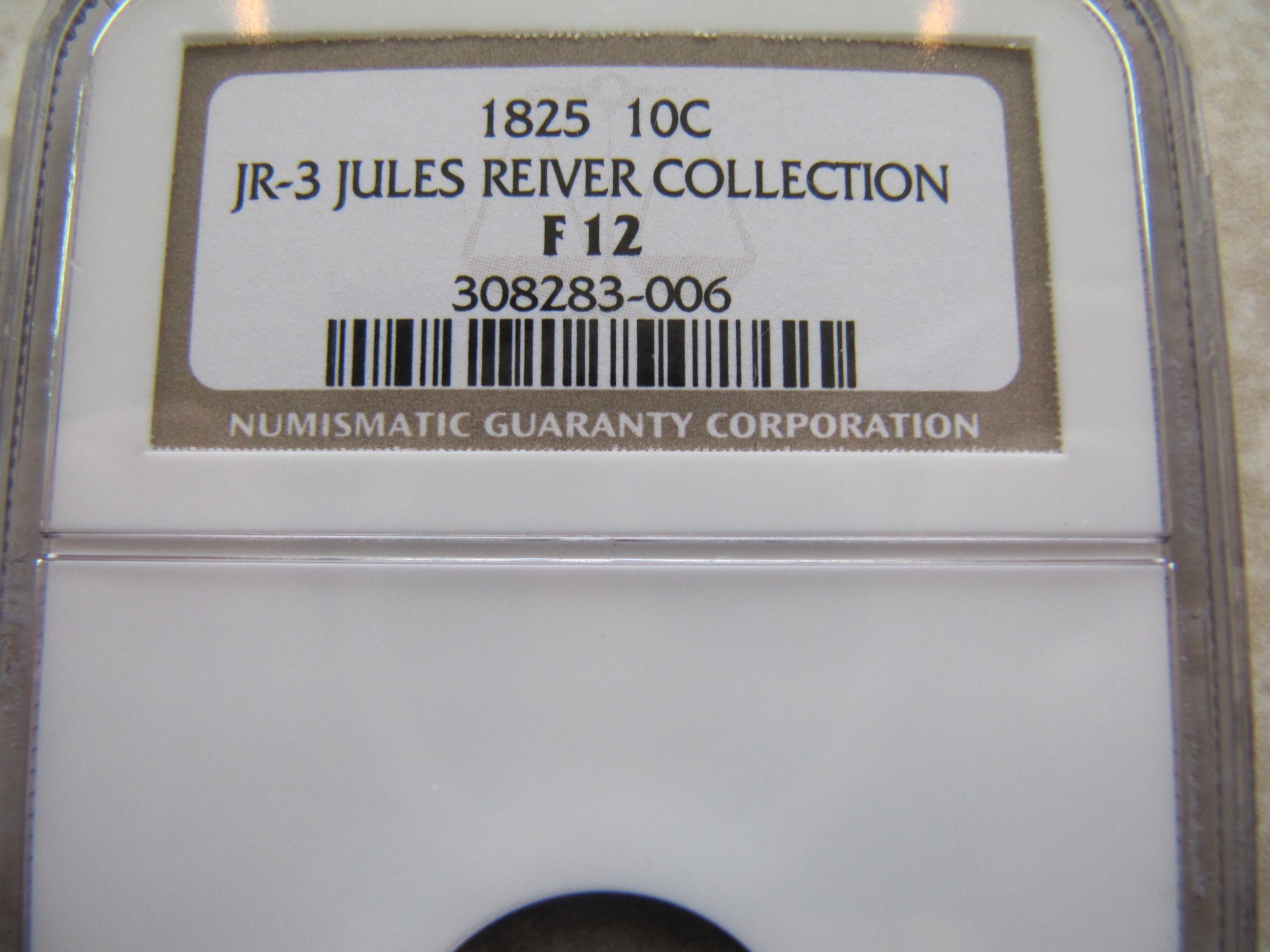 1825 capped bust dime SLAB LABEL N JR-3 Jules Reiver collection - 1.jpg