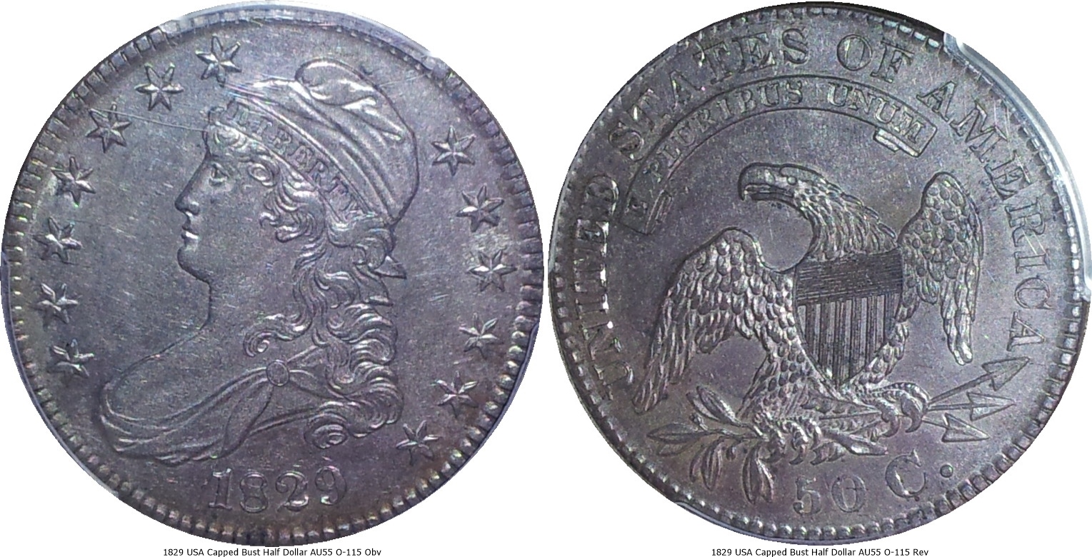 1829 USA Capped Bust Half Dollar AU55 O-115 -tile.jpg