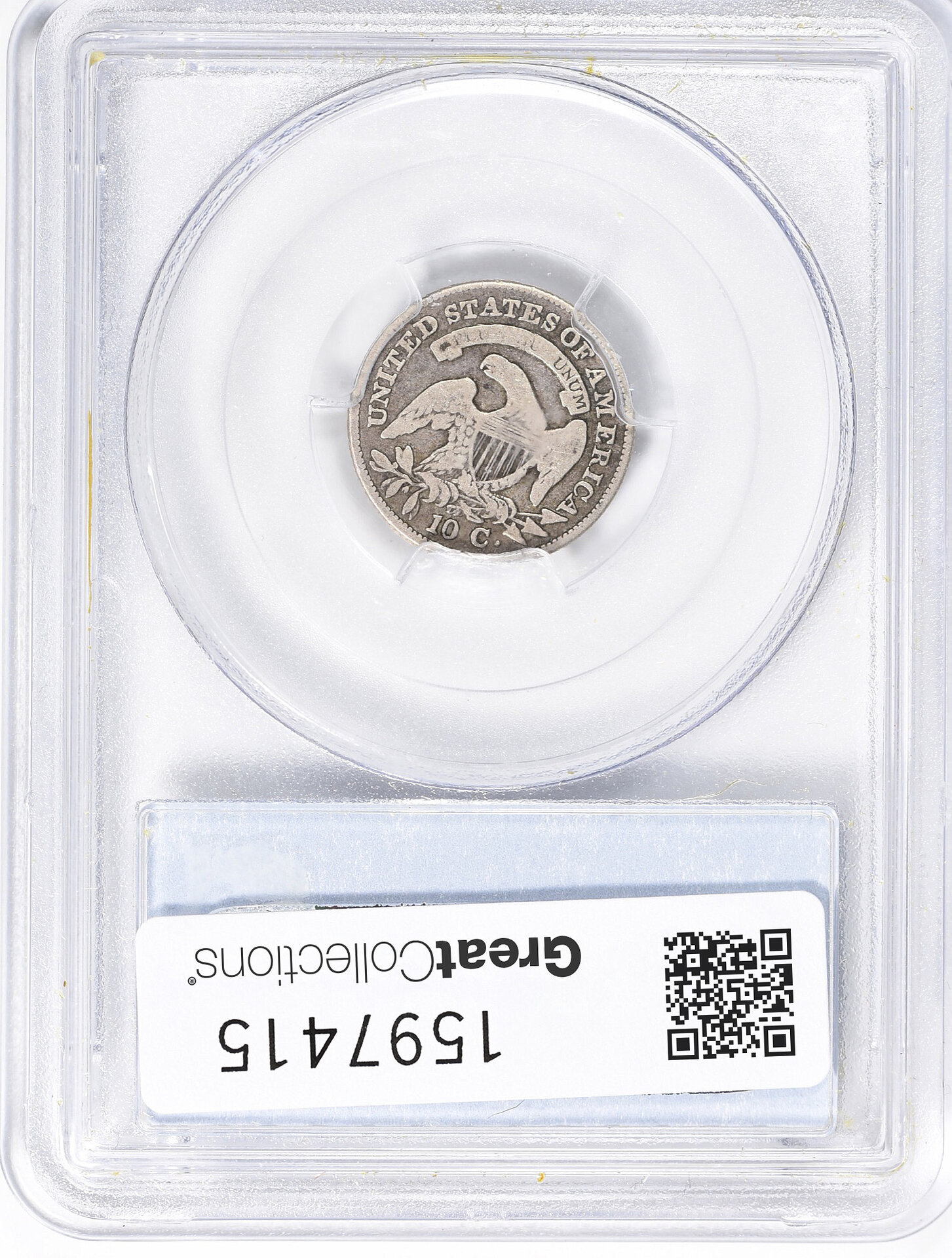 1831 10C DIME - CAPPED BUST, TYPE 2, SMALL DENTILS PCGS F12 26169047 CAC Rev Slab.jpg