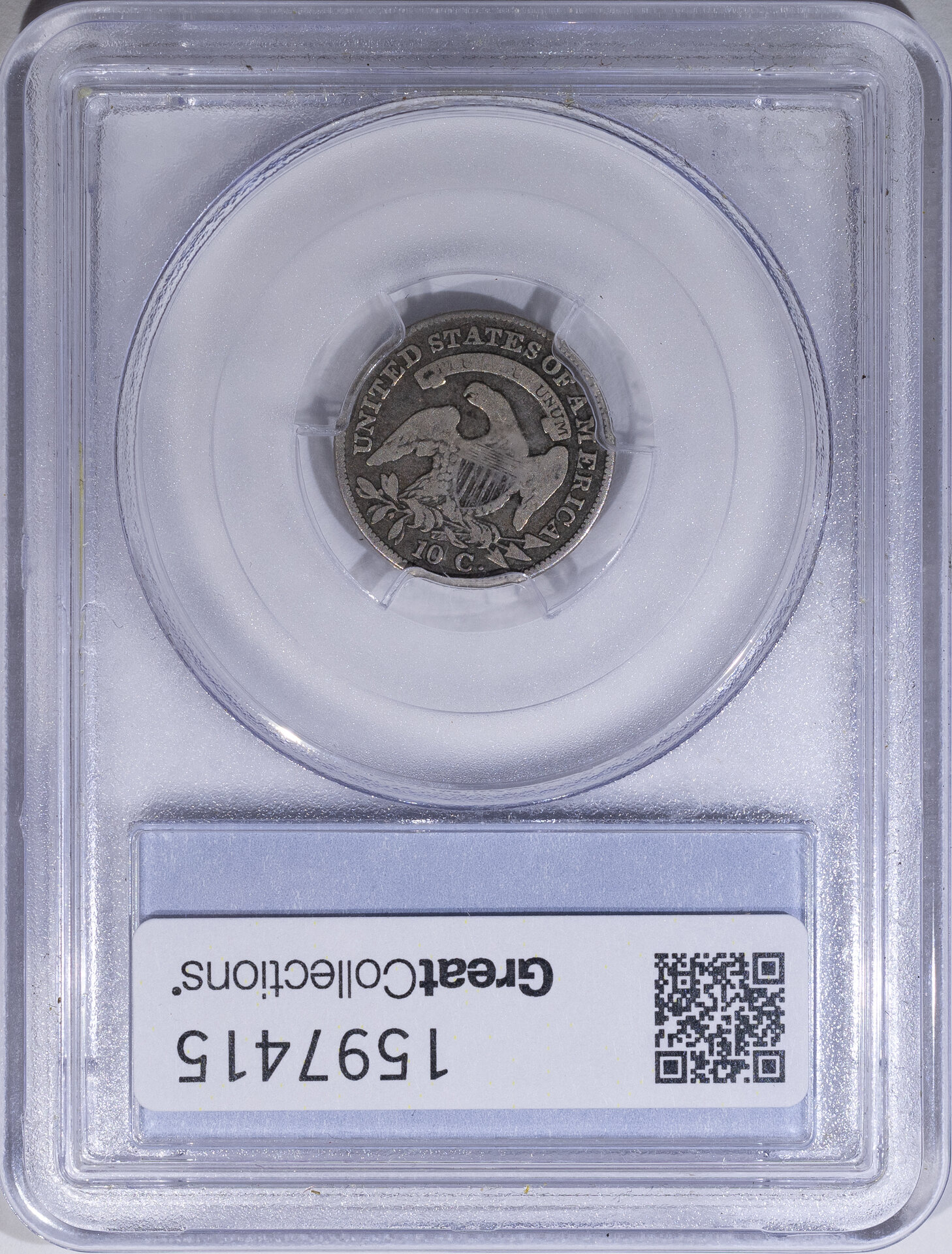 1831 10C DIME - CAPPED BUST, TYPE 2, SMALL DENTILS PCGS F12 26169047 CAC Rev Slab v2.jpg
