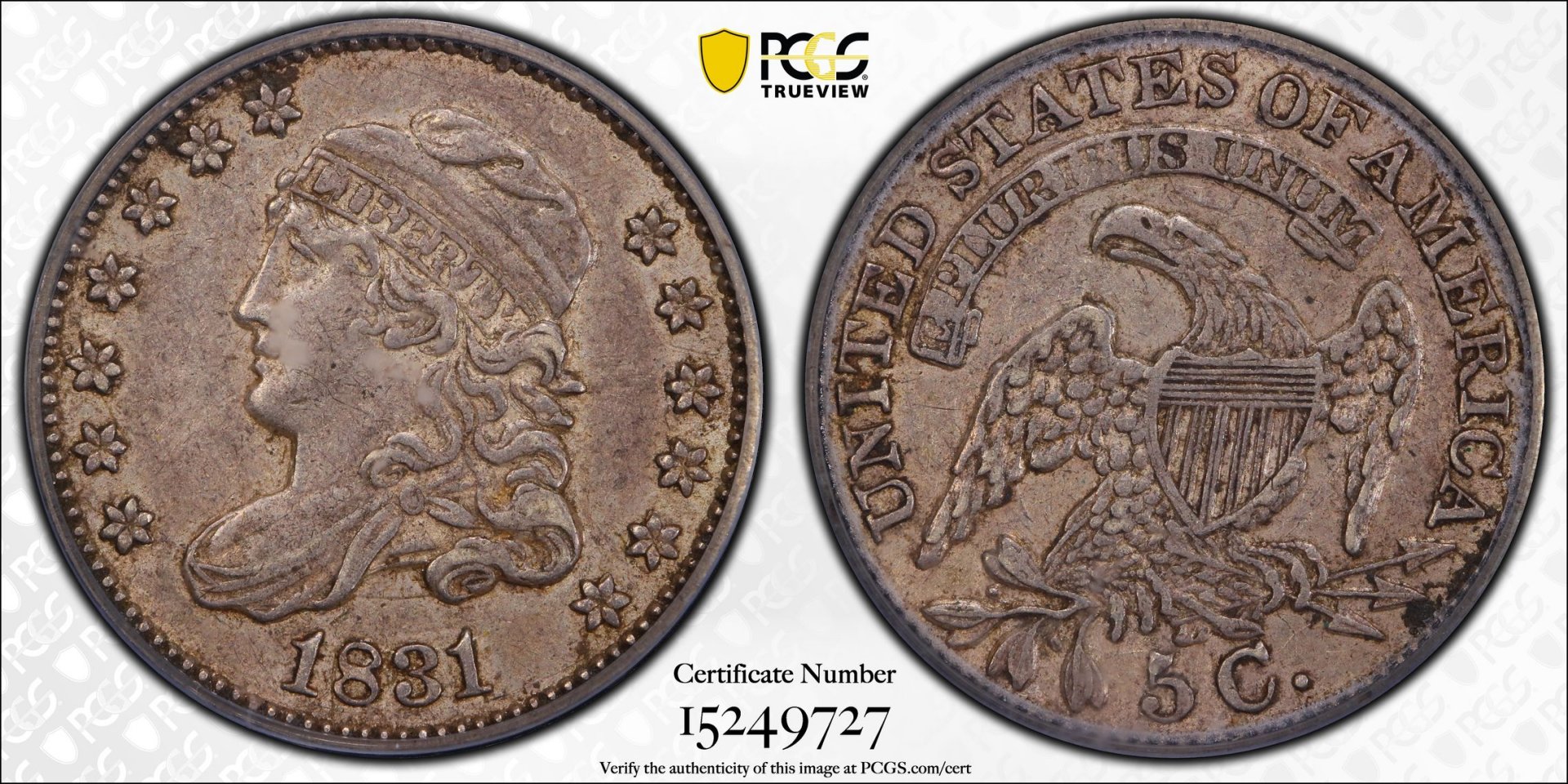 1831 5C Half Dime - Capped Bust PCGS XF45 15249727 CAC TrueView Full.jpg