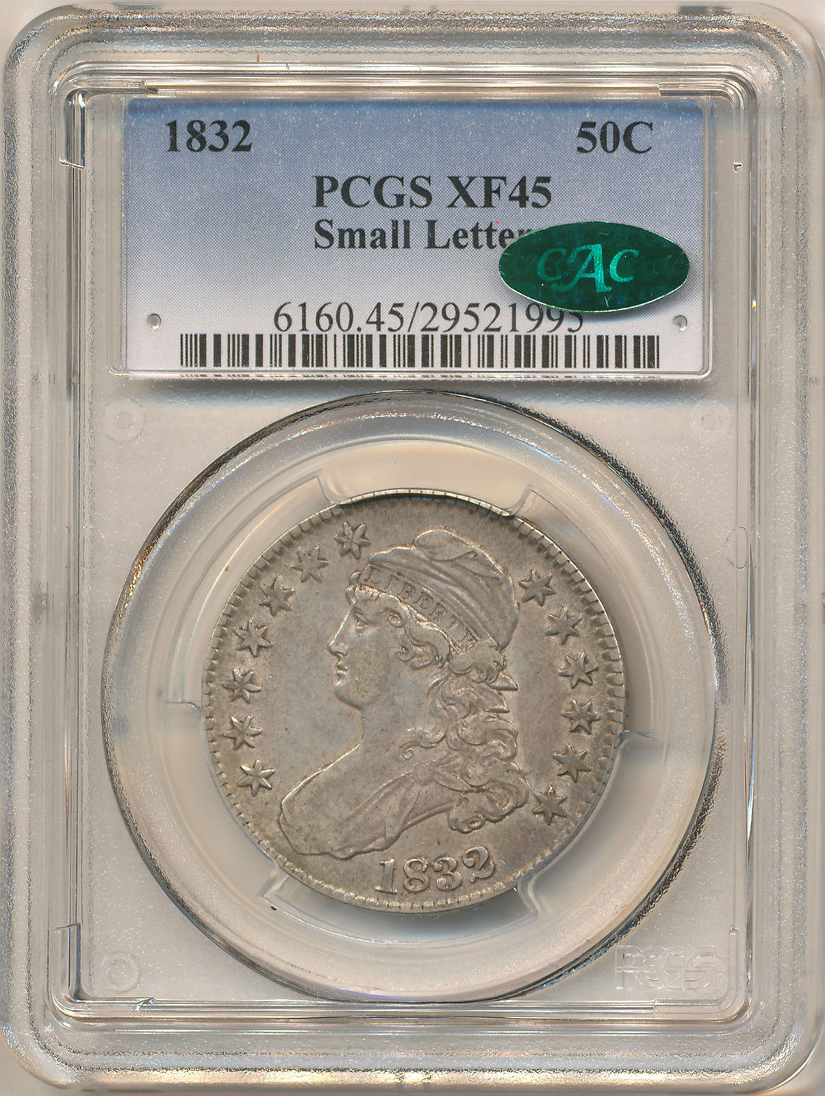 1832 50C HALF DOLLAR - CAPPED BUST, LETTERED EDGE SM LTRS O-110 PCGS XF45 29521995 CAC Obv Slab.jpg