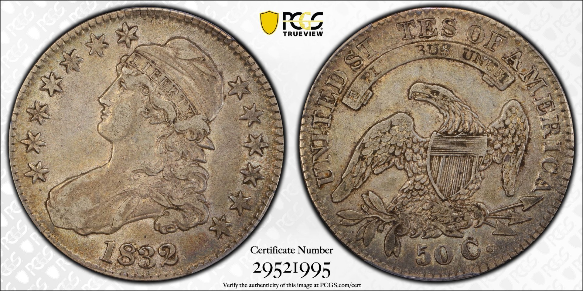 1832 50C Half Dollar - Capped Bust, Lettered Edge SMALL LETTERS PCGS XF45 29521995 CAC TrueView.jpg