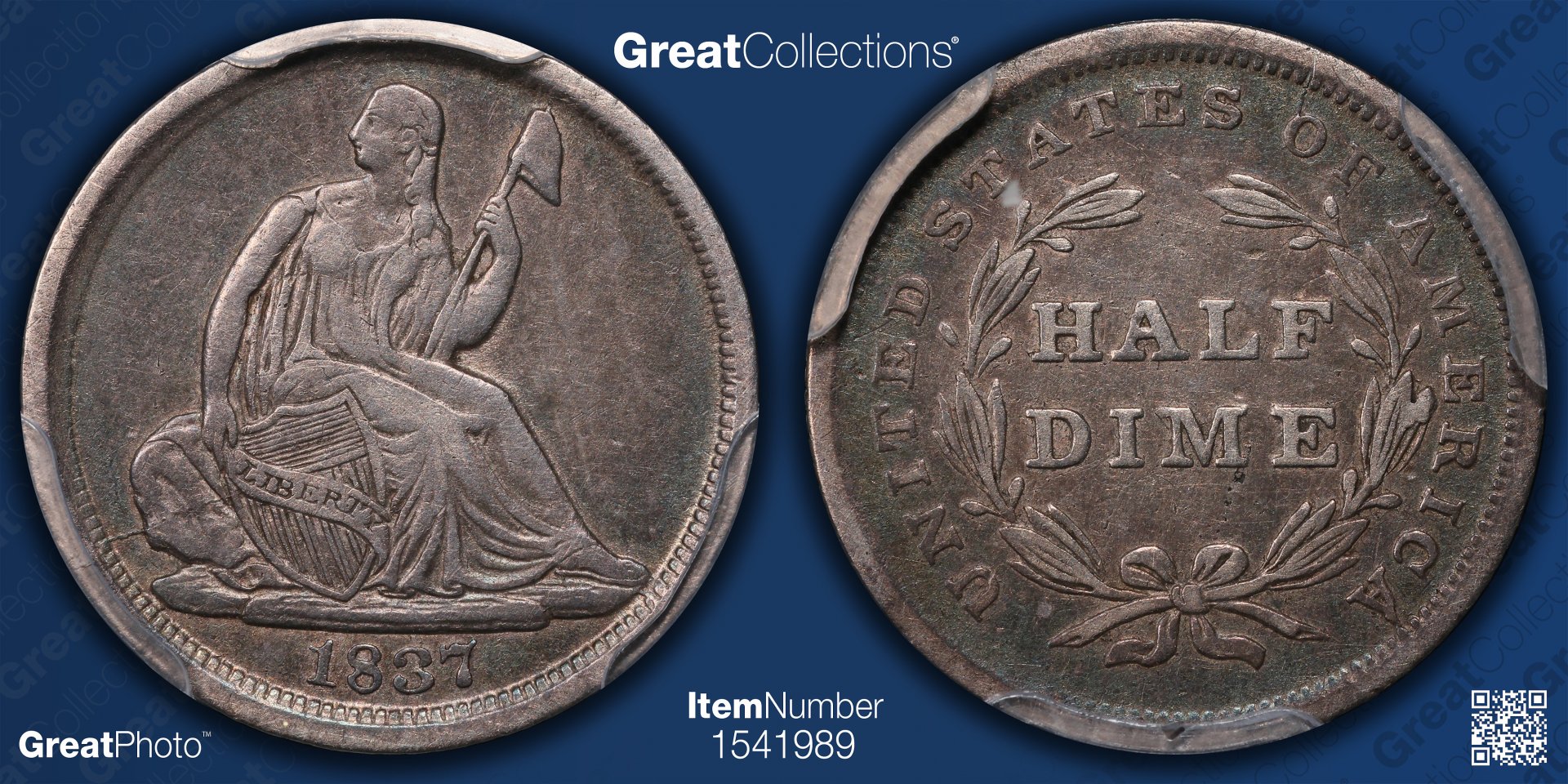 1837 5C HALF DIMES - SEATED LIBERTY NO STARS LARGE DATE PCGS VF30 48137615 GC Great Photo.jpg