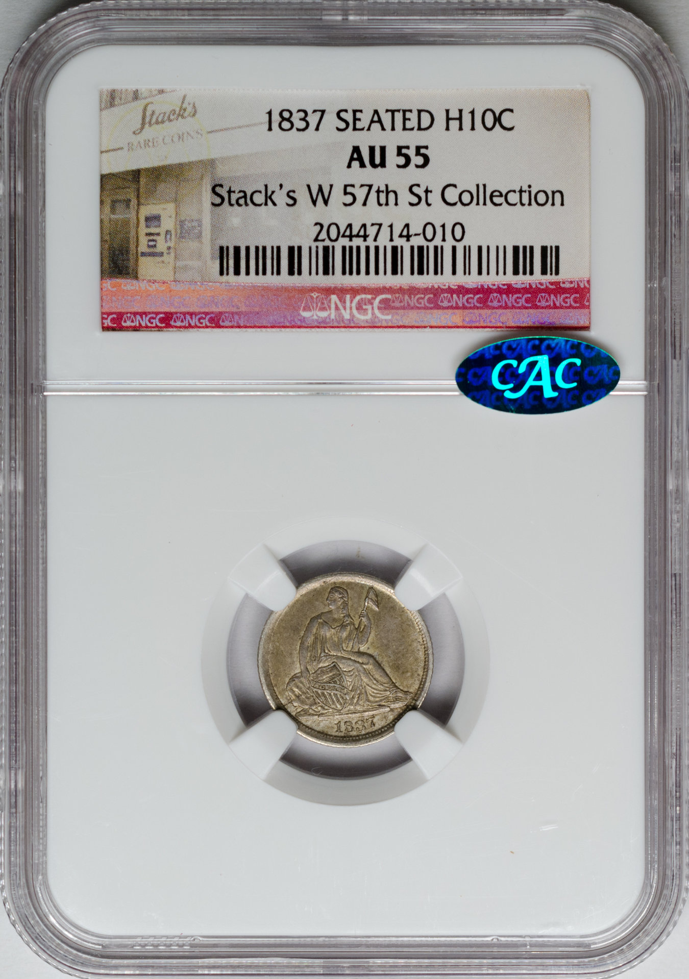 1837 H10C MS55 SEATED NGC 2044714-010 Obv Slab.jpg
