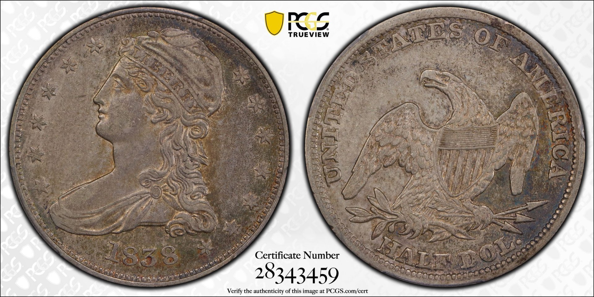 1838 50C Half Dollar - Capped Bust, Reeded Edge PCGS XF45 28343459 CAC TrueView Full.jpg