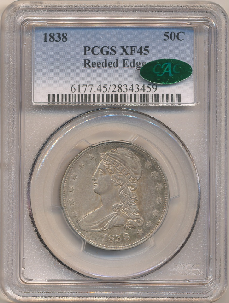 1838 50C REEDED EDGE XF45 PCGS CAC 28343459 Obv Slab.jpg