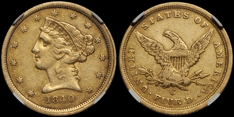 1840 C $5 half eagle XF45 CAC.JPG