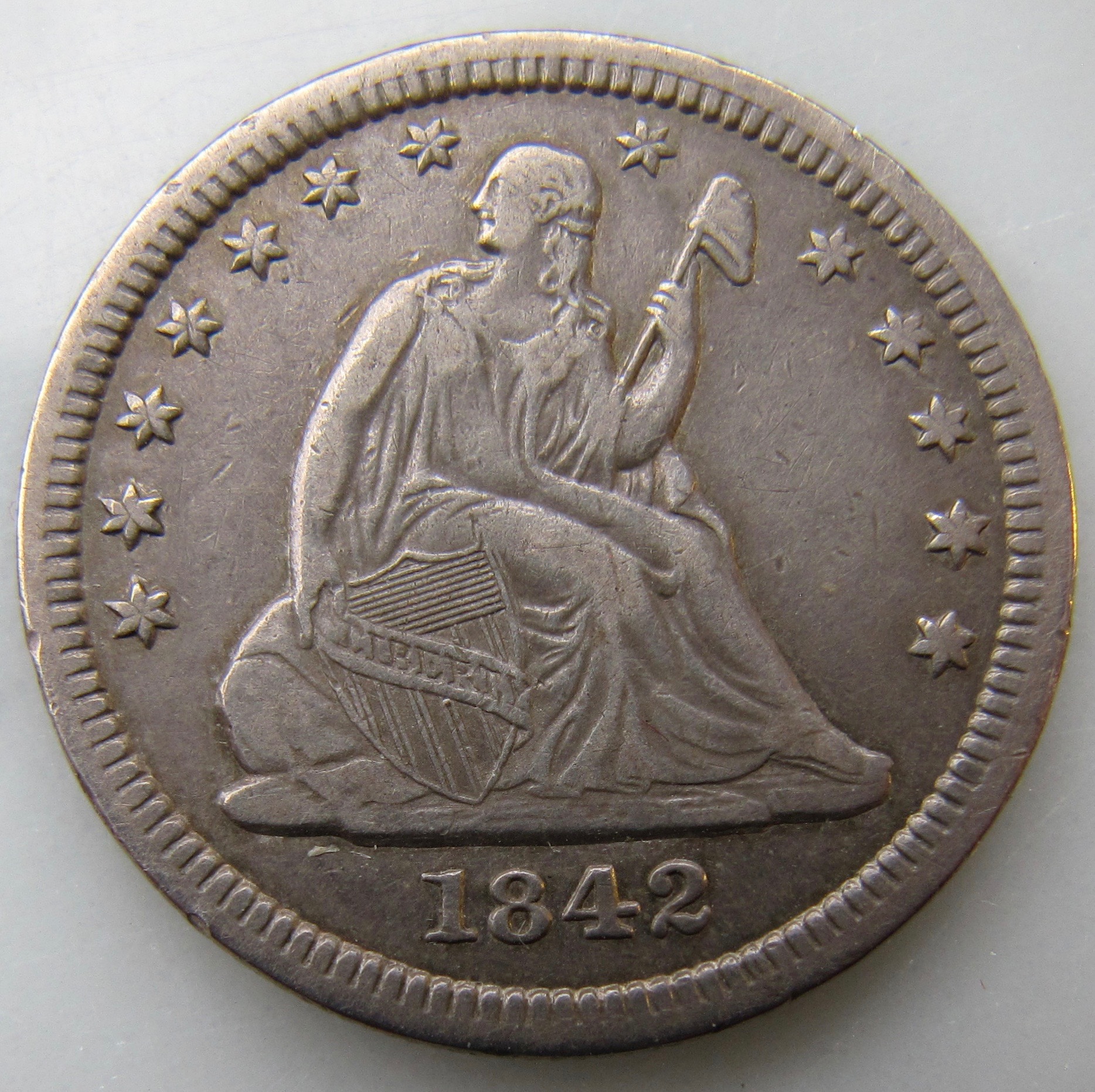 1842 O Seated Quarter- Obv - 1.jpg
