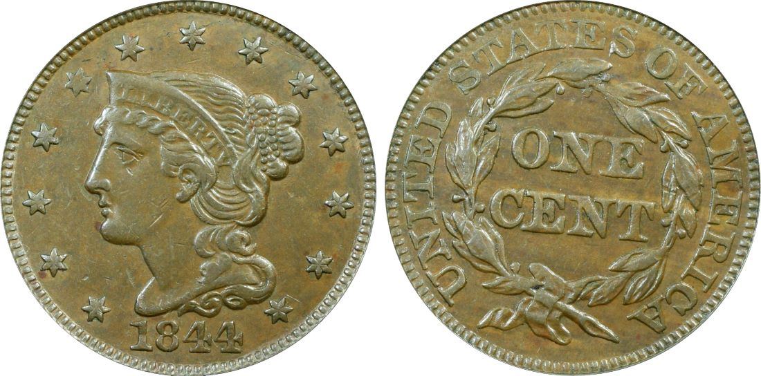 1844 1C PCGS XF40 Closeup CAC PCGS.jpg