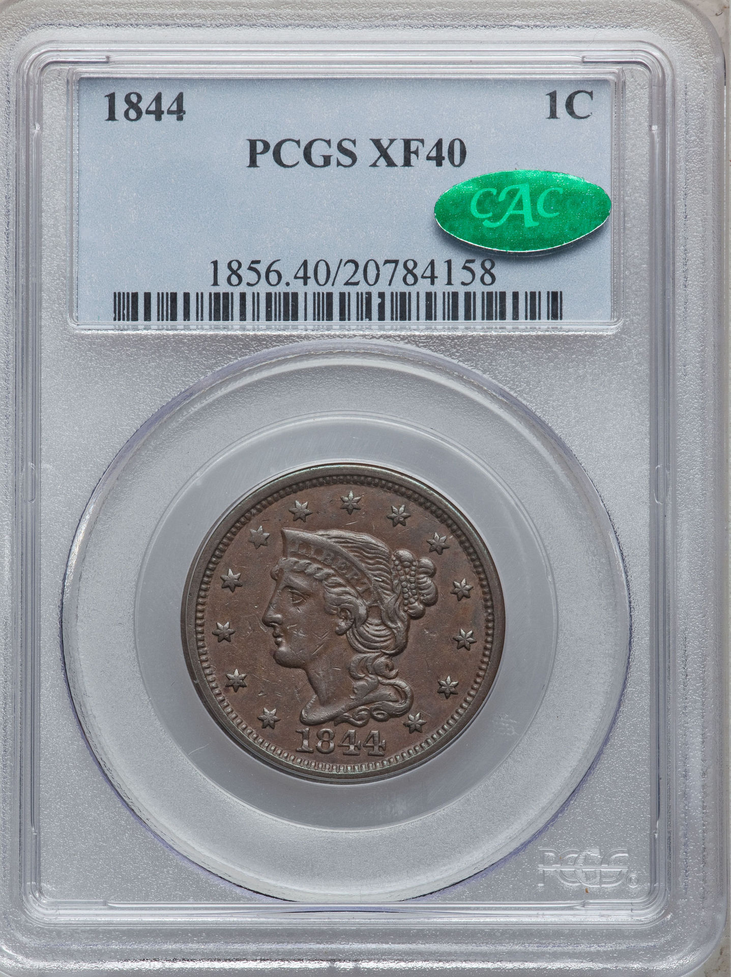 1844 1C PCGS XF40 Obv Slab CAC HA.jpg