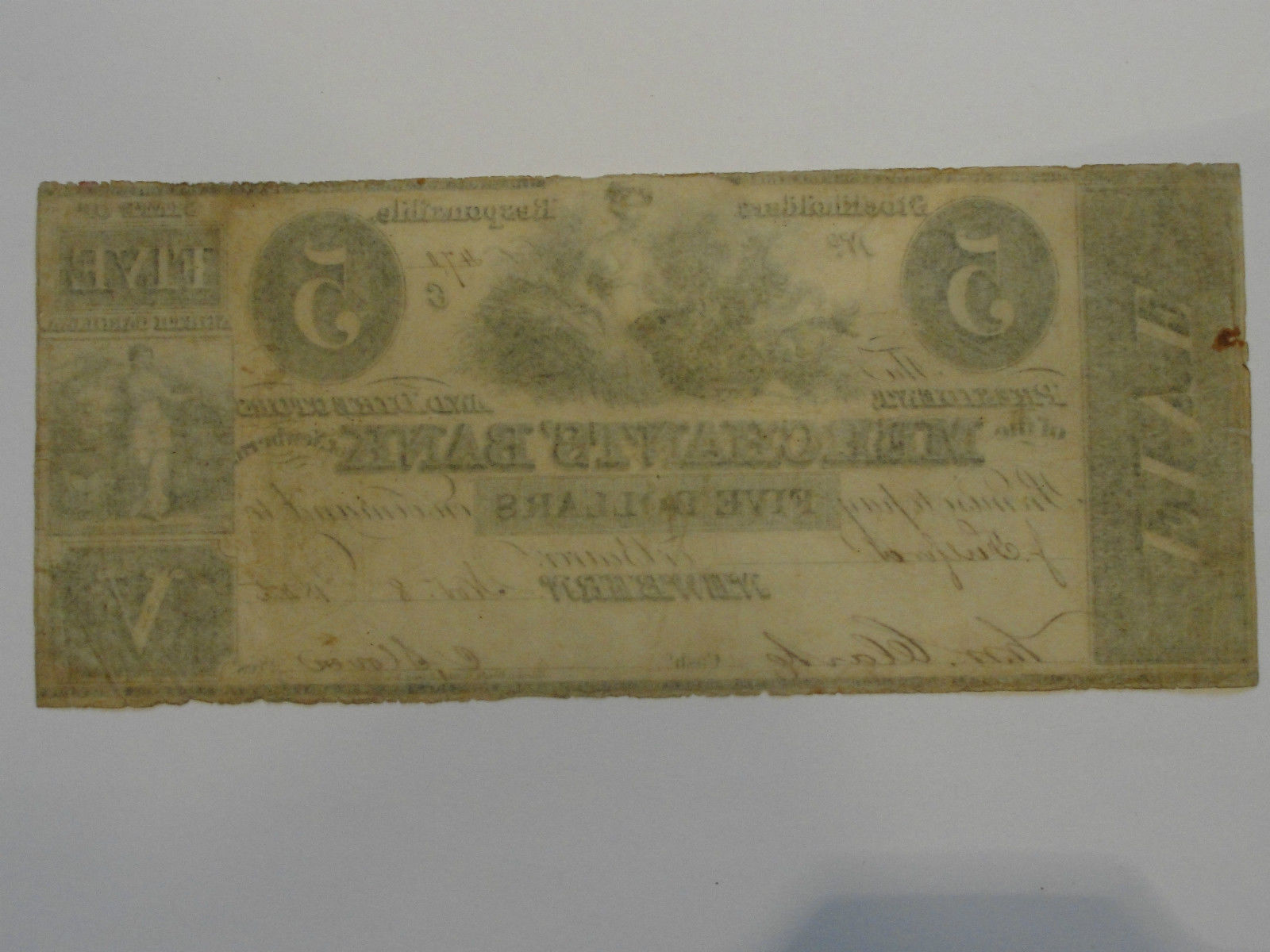 1845 Merchants Bank $5 Back.jpg