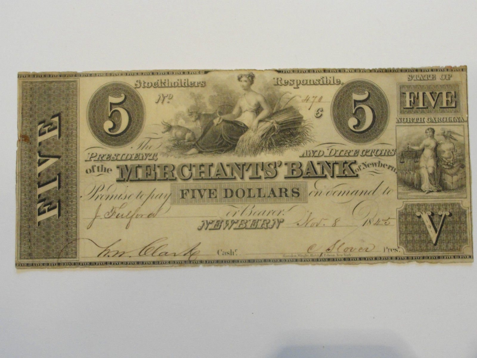 1845 Merchants Bank $5 Front.jpg