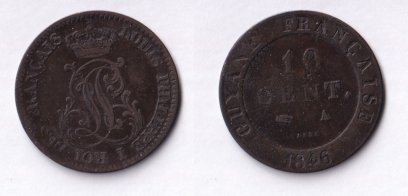 1846-A French Guiana 10 Centimes.png