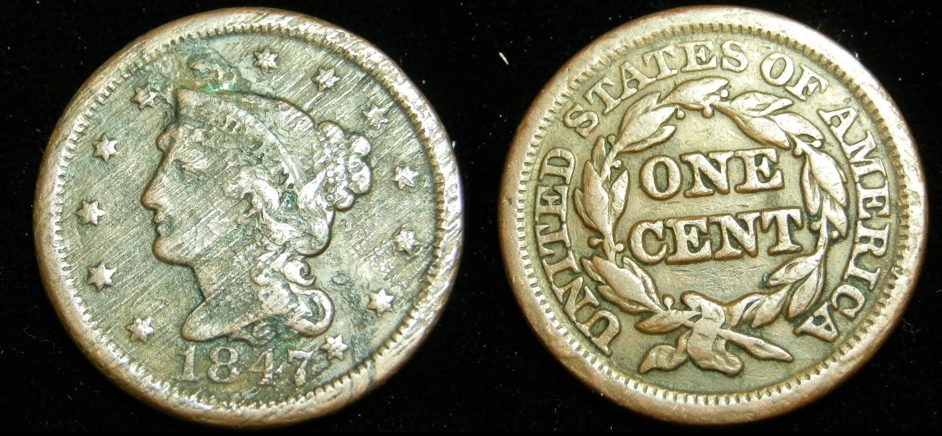 1847 Braided Hair Large Cent Heavy Lamination Error  $30 + $1  253919848766  mint_treasures (2).jpg