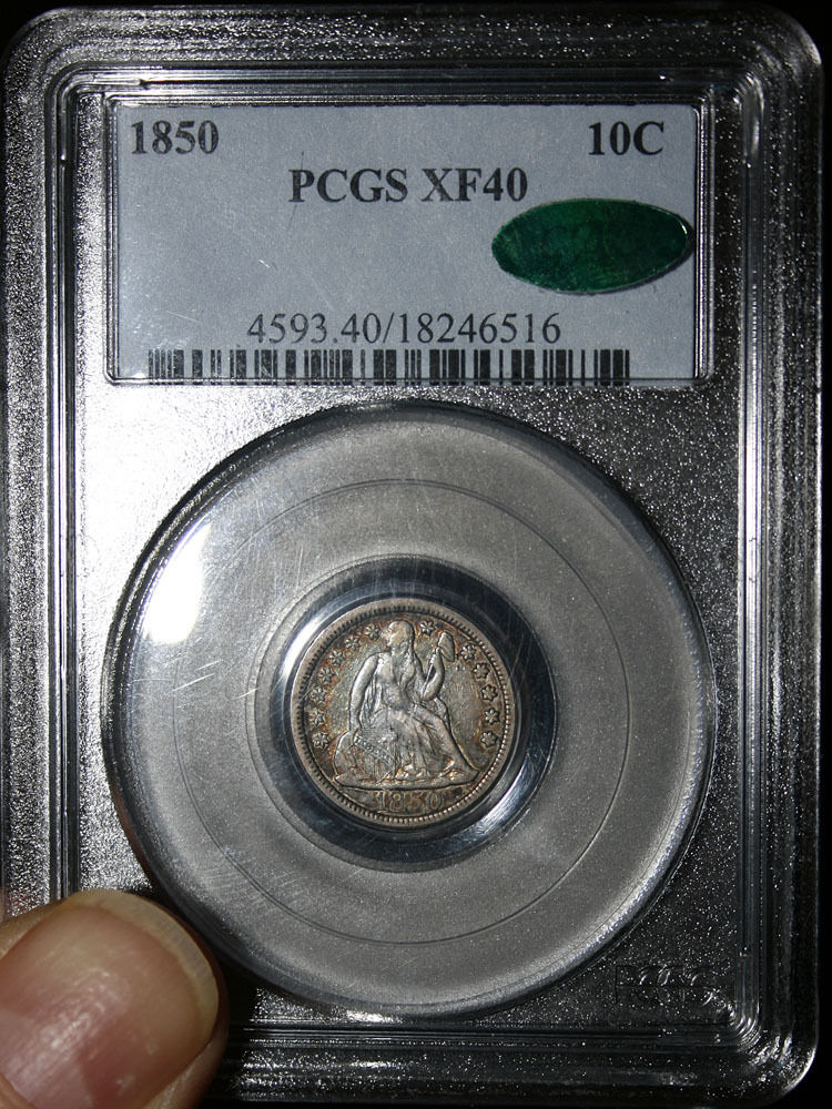 1850 10C PCGS XF40 CAC Obv Slab Seller.jpg